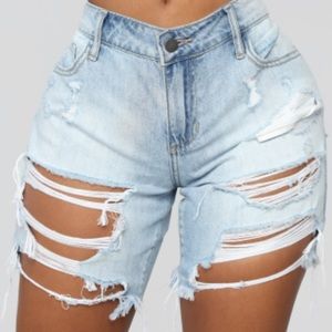 Distressed shorts- light blue wash
